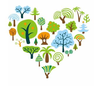 各式各样的 卡通树木 