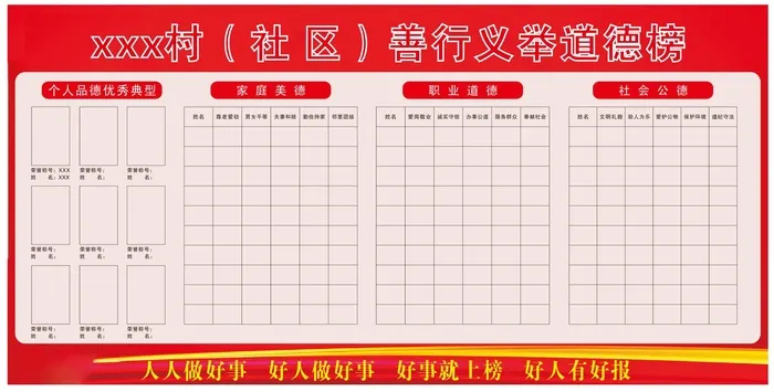 善行义举道德榜cdr矢量模版下载