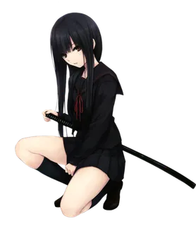 剑客黑衣女孩素材卡通简笔