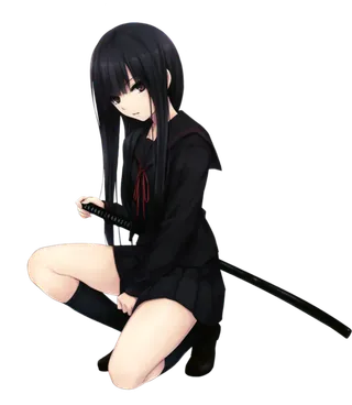 剑客黑衣女孩素材卡通简笔