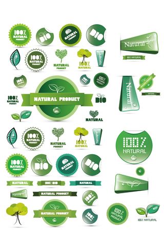 矢量绿色环保标签标示