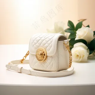 时尚白色女士挎包产品设计展示摄影图