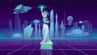 时尚潮流赛博朋克元宇宙虚拟城市夜景Banner海报背景AI矢量图素材