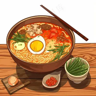 美食食物面条麻辣烫插画素材
