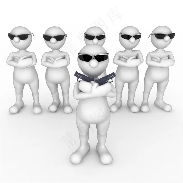 3D白色小人墨镜团队