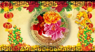 花卉牡丹花灯笼背景