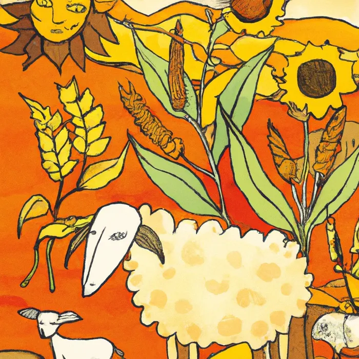 羊田野 装饰画 学生简笔画作业