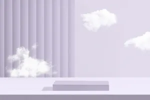紫色简约清新白云质感展台3D背景