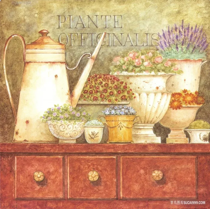 唯美柜子花卉艺术油画