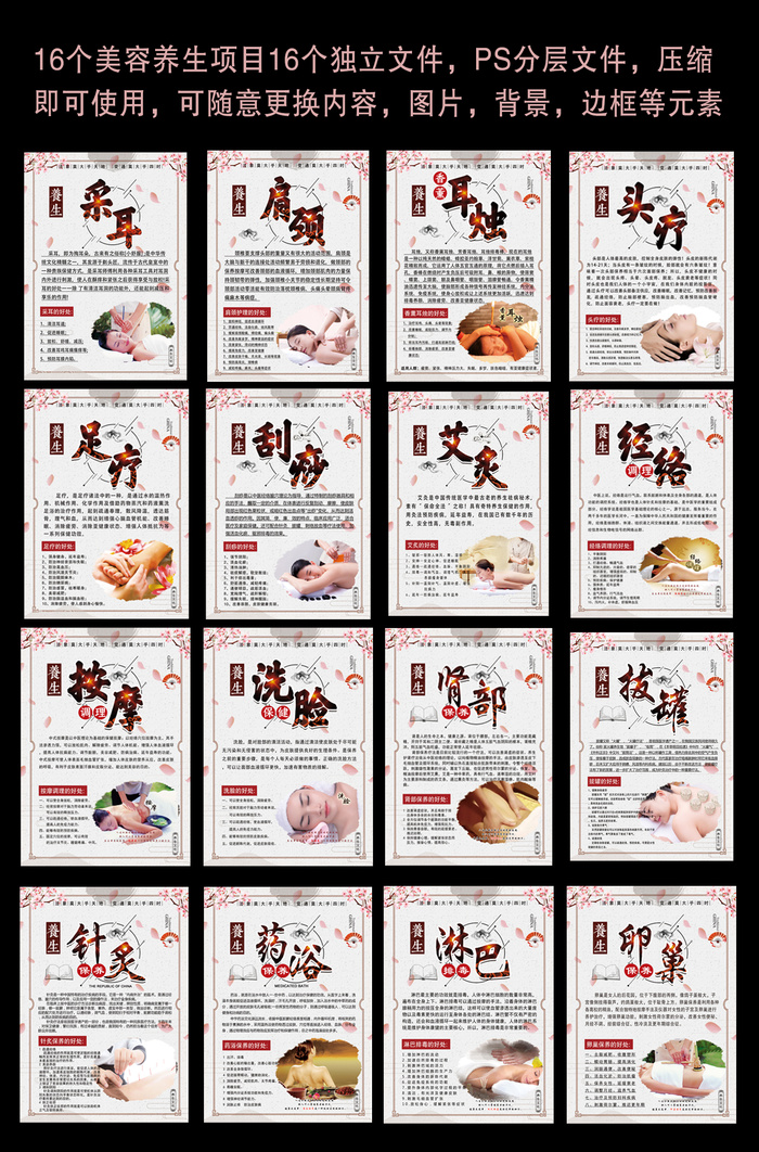美容养生系列16大项目-PS分层文件