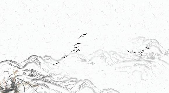 中国风传统水墨古风古典展板边框工笔画PS海报背景平面设计素材