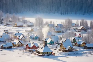 冬季的新疆禾木雪景风光摄影图