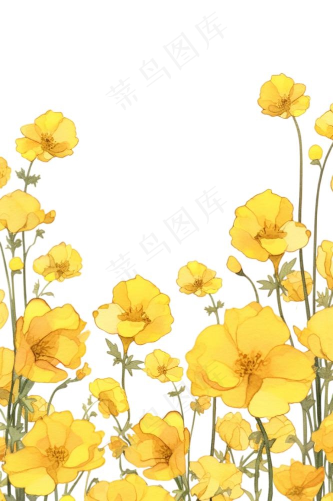 黄色花朵花丛插画免抠(896x1344)