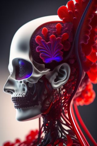 机器人大脑骷髅人概念画