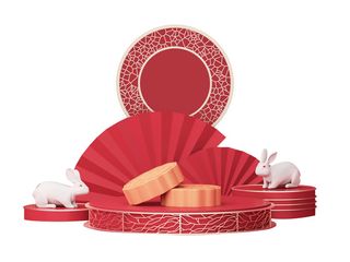 中秋节中式复古月饼展台素材