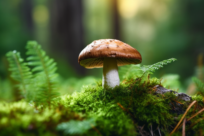 生长在苔藓的蘑菇摄影图(4032x2688)