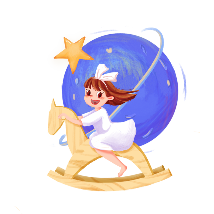 木马玩具剪贴画儿童节幼儿园插画