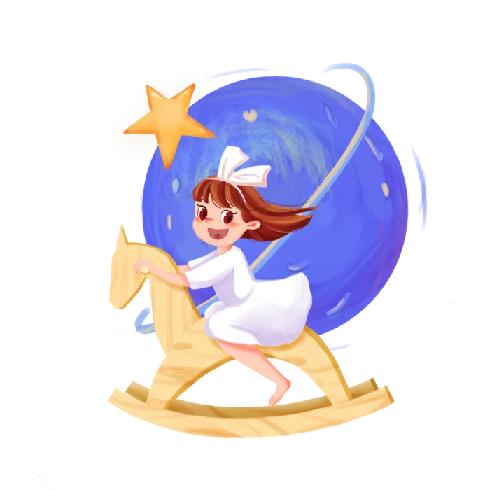 木马玩具剪贴画儿童节幼儿园插画