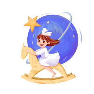 木马玩具剪贴画儿童节幼儿园插画