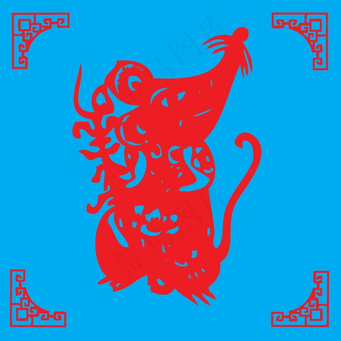 鼠剪纸 剪纸风元素