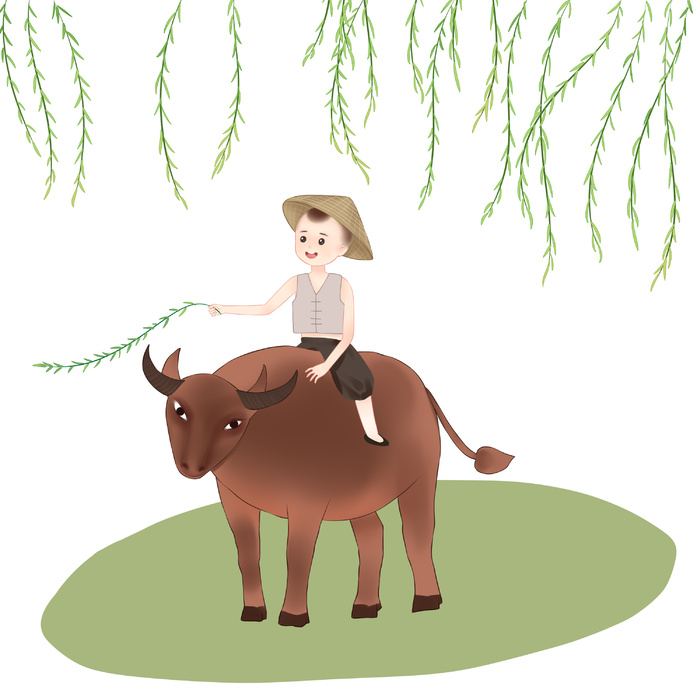 清明清明节卡通牧童放牛