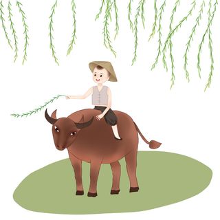 清明清明节卡通牧童放牛