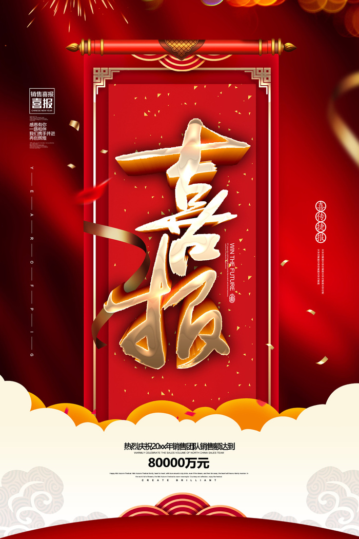 2022企业公司销售业绩年终大捷军令喜报PSD设计素材模板