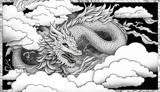 龙、生肖、节日、线条