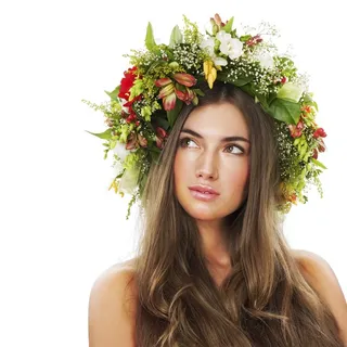 带花环的美女 带花环的美女