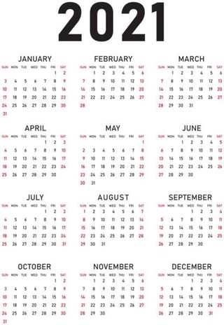 2021 年日历 PNG免抠