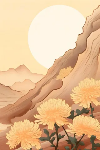 橙色意境菊花节日背景