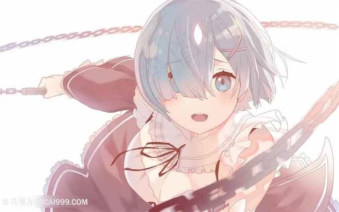 挥着链条的可爱女生日本动漫图片