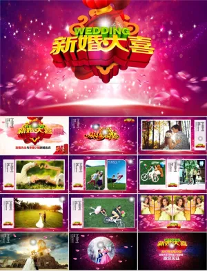 浪漫婚礼结婚快乐高兴PPT模板ppt模版预览图