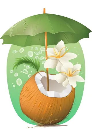 椰子水果鲜花元素