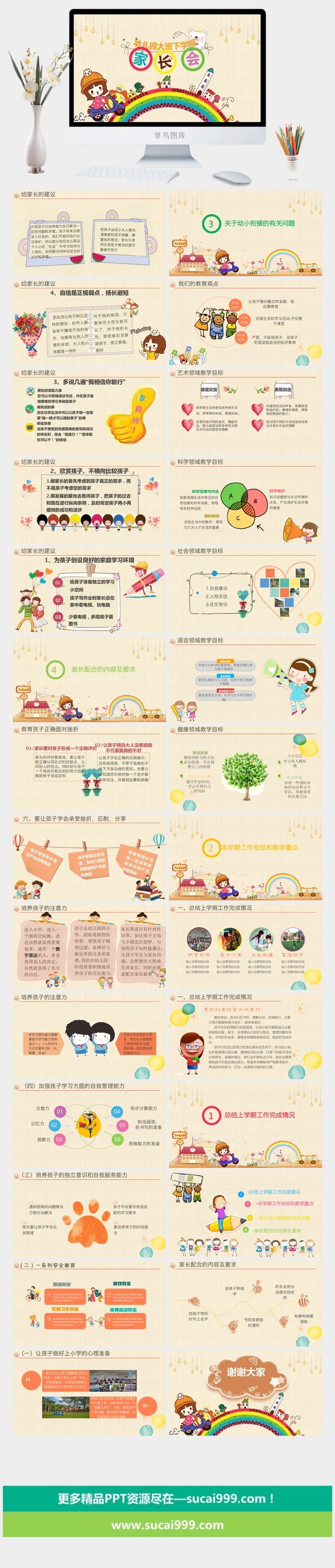 幼儿园大班家长会 高清 可修改 PPT 