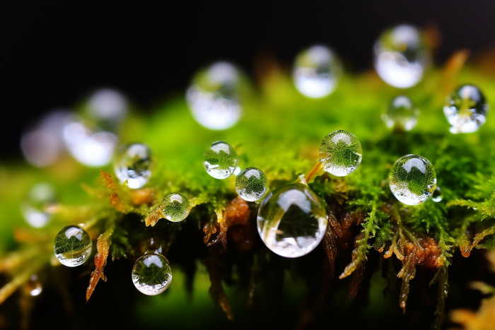 雨过天晴苔藓上的露珠摄影图(4032x2688)