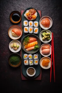 寿司三文鱼鱼籽手握美食摄影图 寿司三文鱼鱼籽手握美食摄影图