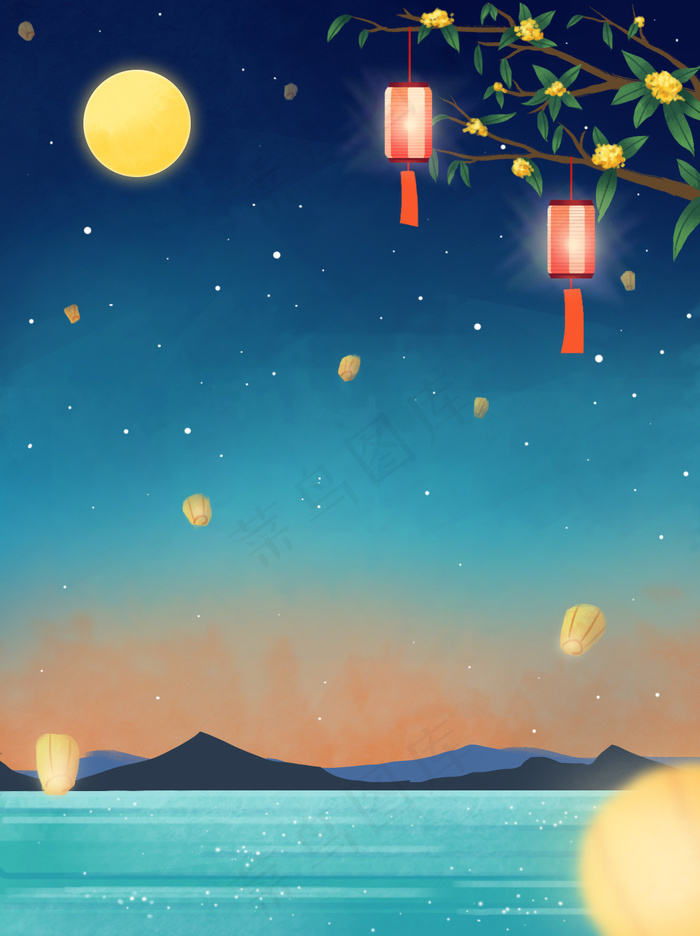 中秋节背景图案 psd模版下载