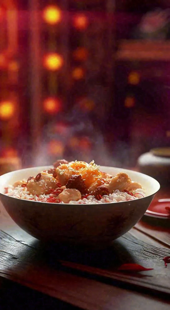 温馨美食盖浇饭排骨饭，中国美食(816x1488)