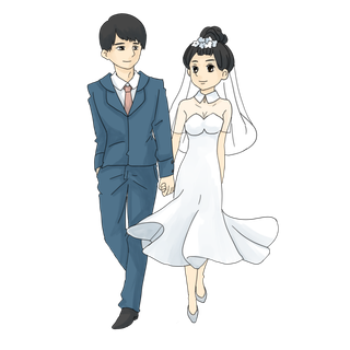 婚纱卡通人物婚礼白纱结婚婚纱摄影手绘
