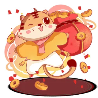 可爱2022年虎年吉祥物卡通形象新年海报元素AI矢量图PSD分层设计素材