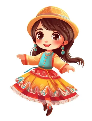 传统服饰女孩跳舞元素