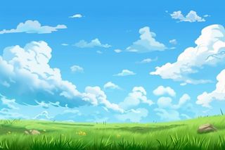 春天的蓝天白云草原很美背景图