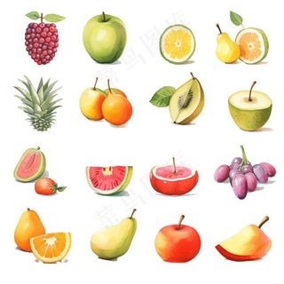水果种类素材卡通插画免抠