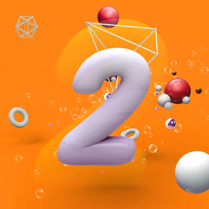 立体可爱圆球数字2psd模版下载