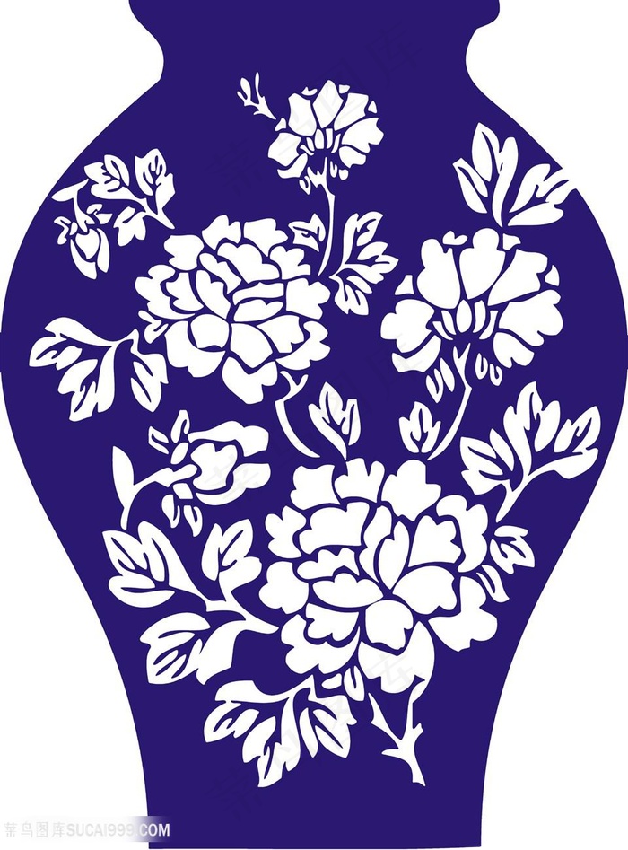 牡丹花植物花瓶陶瓷国粹青花瓷中国风图片