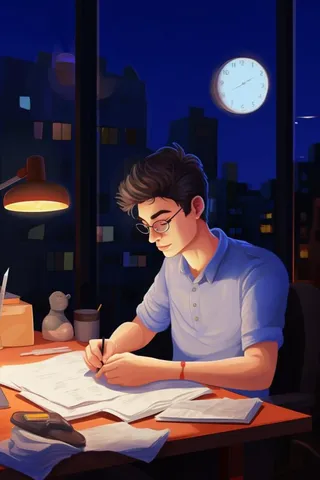 深夜男生书写简约背景