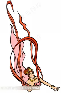 手绘飞天壁画素材