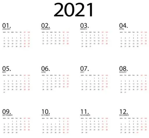 2021 年日历 PNG免抠(600x555)