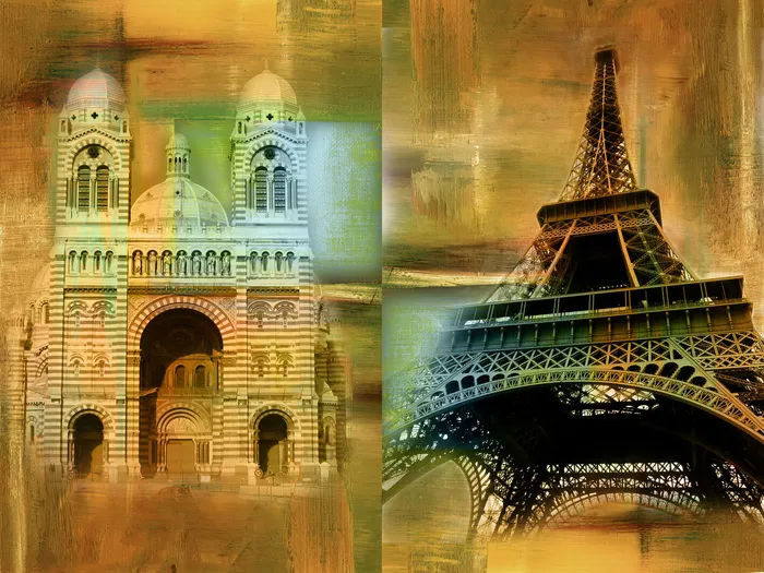 欧式复古两联装饰画psd模版下载